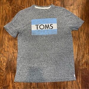 Toms Heather Gray and Blue Logo Short Sleeve Tee